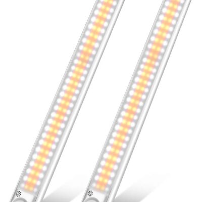 160 LED Closet Lights Motion Sensor Under Cabinet Lights Indoor Lighting 3600mAh Battery Powered Light Bar Dimmable Rechargeable closet light for Kitchen, Wardrobe, Stairs(2 Pack)