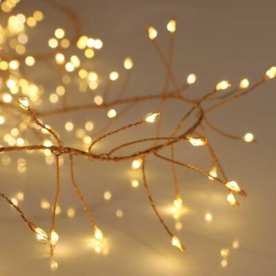 Warm White Cluster Lights on Thin Copper Wire, 200  LED USB Plug in Christmas Fairy Lights, Timer, Multi Function, Memory, Brightness, Firecracker Light, Awesome Bedroom or Dorm Lighting