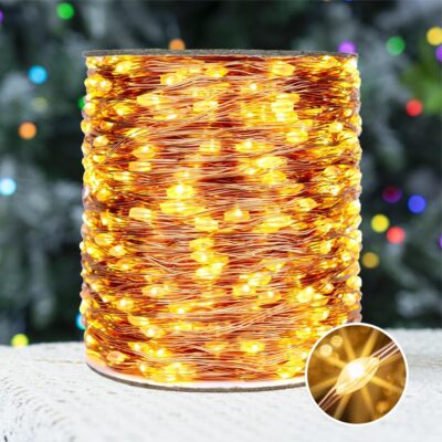 400 FT Warm White Fairy Lights Plug in Copper Wire String Lights with Remote, Timer, 1200 LEDs, Ideal for Bedroom to Garden, Christmas Tree, Wedding Party (Indoor/Outdoor)